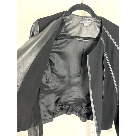 VINCE Leather Moto Jacket M | Mixed Media Magic | Soft Power - Picture 5 of 13